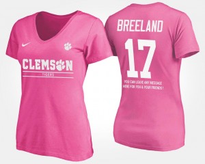Clemson Tigers Bashaud Breeland T-Shirt Ladies With Message #17 Pink