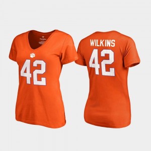 Clemson Tigers Christian Wilkins T-Shirt Orange College Legends V-Neck Name & Number #42 Womens
