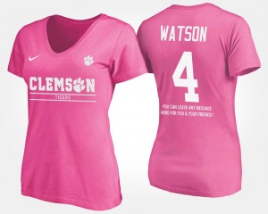 Clemson Tigers Deshaun Watson T-Shirt Pink Ladies With Message #4