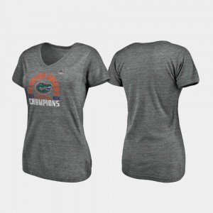 Florida Gators T-Shirt Women's Heather Gray 2019 Orange Bowl Champions Offensive V-Neck Tri-Blend