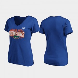 Florida Gators T-Shirt Royal For Women's 2019 Orange Bowl Champions Receiver V-Neck