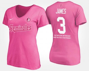 Florida State Seminoles Derwin James T-Shirt With Message #3 Pink Women