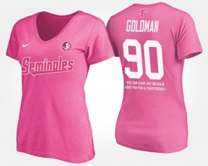 Florida State Seminoles Eddie Goldman T-Shirt #90 For Women With Message Pink
