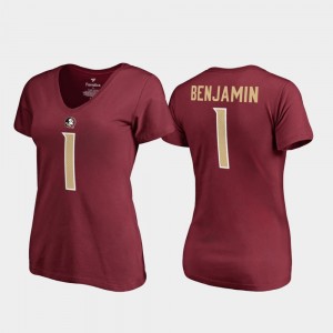 Florida State Seminoles Kelvin Benjamin T-Shirt #1 Women's Garnet College Legends V-Neck