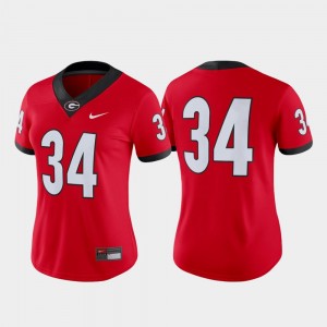 Georgia Bulldogs Jersey College Football Red For Women's Game #34