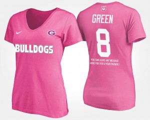 Georgia Bulldogs A.J. Green T-Shirt #8 With Message Women's Pink