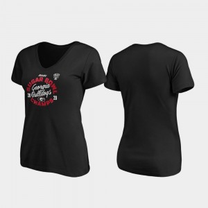 Georgia Bulldogs T-Shirt 2020 Sugar Bowl Champions Curl V-Neck Ladies Black