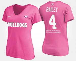 Georgia Bulldogs Champ Bailey T-Shirt #4 With Message Ladies Pink