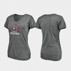 Georgia Bulldogs T-Shirt 2020 Sugar Bowl Champions Offensive V-Neck Tri-Blend Heather Gray Women