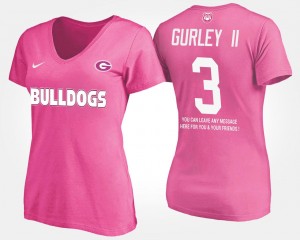 Georgia Bulldogs Todd Gurley II T-Shirt With Message Pink #3 For Women
