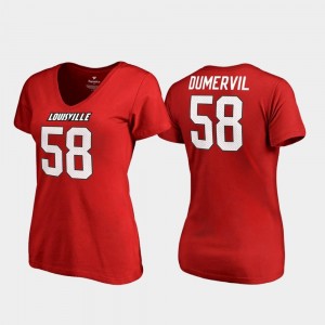 Louisville Cardinals Elvis Dumervil T-Shirt College Legends #58 V-Neck For Women's Red