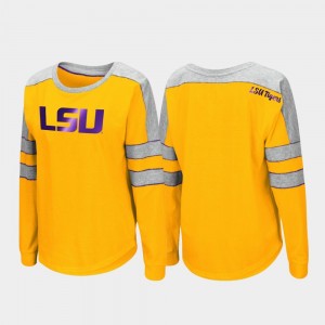 LSU Tigers T-Shirt Gold Trey Dolman Long Sleeve Ladies