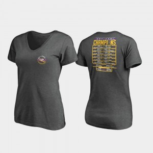 LSU Tigers T-Shirt Heather Charcoal 2019 National Champions For Women's Fumble Schedule V-Neck College Football Playoff