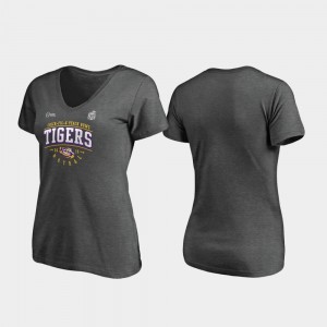 LSU Tigers T-Shirt 2019 Peach Bowl Bound Women Tackle V-Neck Heather Gray