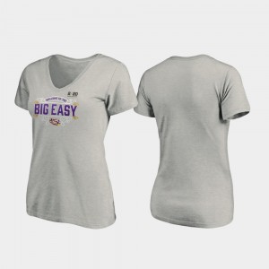 LSU Tigers T-Shirt Heather Gray Womens Post V-Neck 2020 National Championship Bound