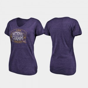 LSU Tigers T-Shirt For Women's 2019 National Champions Toss Tri-Blend V-Neck Heather Purple