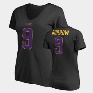 LSU Tigers Joe Burrow T-Shirt #9 College Legends Name & Number V-Neck Black Womens