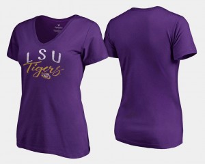 LSU Tigers T-Shirt Purple V-Neck Graceful Women's