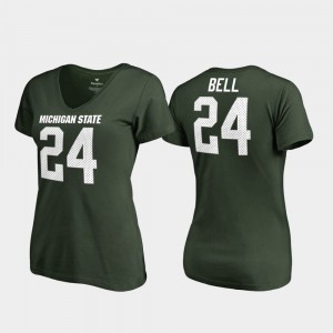 Michigan State Spartans Le'Veon Bell T-Shirt #24 College Legends Green For Women's V-Neck