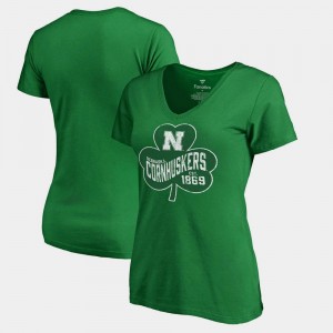 Nebraska Cornhuskers T-Shirt St. Patrick's Day Paddy's Pride Fanatics For Women Kelly Green