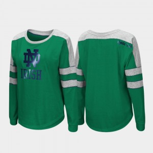 Notre Dame Fighting Irish T-Shirt Green Trey Dolman Long Sleeve Womens
