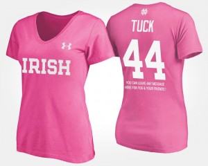 Notre Dame Fighting Irish Justin Tuck T-Shirt Pink For Women's #44 With Message