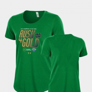 Notre Dame Fighting Irish T-Shirt Ladies Kelly Green College Football Playoff 2018 Cotton Bowl Bound