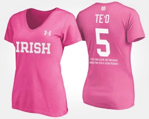 Notre Dame Fighting Irish Manti Te'o T-Shirt With Message Women #5 Pink
