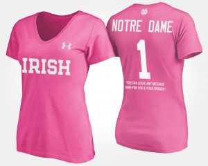 Notre Dame Fighting Irish T-Shirt #1 No.1 Short Sleeve With Message Women's Pink