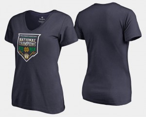Notre Dame Fighting Irish T-Shirt Women's Basketball For Women's Navy Basketball V-Neck 2018 National Champions Press