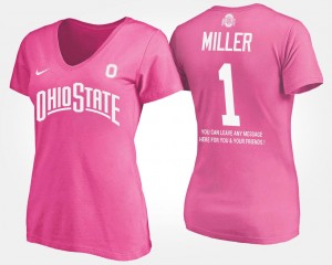 Ohio State Buckeyes Braxton Miller T-Shirt With Message For Women Pink #1