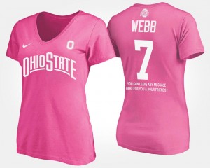 Ohio State Buckeyes Damon Webb T-Shirt For Women's Pink #7 With Message