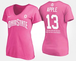 Ohio State Buckeyes Eli Apple T-Shirt Pink #13 With Message For Women's