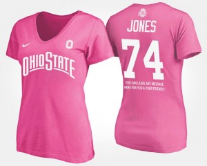 Ohio State Buckeyes Jamarco Jones T-Shirt With Message #74 Pink Women