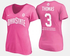 Ohio State Buckeyes Michael Thomas T-Shirt With Message #3 Pink For Women's