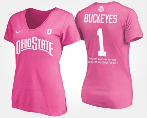 Ohio State Buckeyes T-Shirt For Women Pink #1 No.1 Short Sleeve With Message