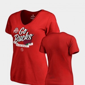 Ohio State Buckeyes T-Shirt Scarlet For Women 2019 Rose Bowl Bound Dime V-Neck