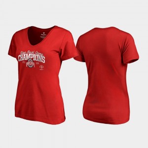 Ohio State Buckeyes T-Shirt Flea Flicker V-Neck Scarlet 2019 Rose Bowl Champions Women's