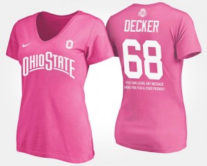 Ohio State Buckeyes Taylor Decker T-Shirt Pink For Women #68 With Message