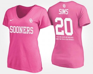 Oklahoma Sooners Billy Sims T-Shirt #20 Womens With Message Pink