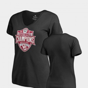 Oklahoma Sooners T-Shirt Black V-Neck 2018 Big 12 Football Champions Ladies