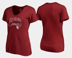 Oklahoma Sooners T-Shirt For Women V-Neck Graceful Crimson