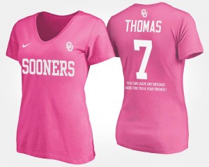 Oklahoma Sooners Jordan Thomas T-Shirt Pink With Message #7 Women