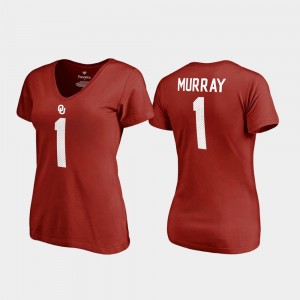 Oklahoma Sooners Kyler Murray T-Shirt Ladies Crimson V-Neck Name & Number College Legends #1