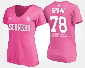 Oklahoma Sooners Orlando Brown T-Shirt For Women Pink #78 With Message