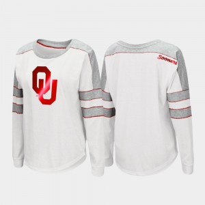 Oklahoma Sooners T-Shirt For Women White Trey Dolman Long Sleeve