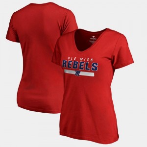 Ole Miss Rebels T-Shirt Women Red Team Strong V-Neck
