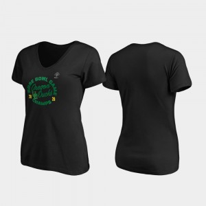 Oregon Ducks T-Shirt Curl V-Neck For Women 2020 Rose Bowl Champions Black