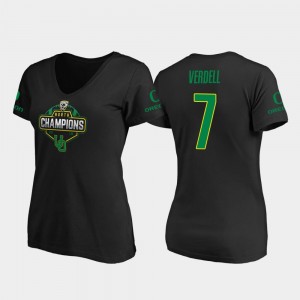 Oregon Ducks CJ Verdell T-Shirt #7 2019 PAC-12 North Football Division Champions V-Neck Ladies Black