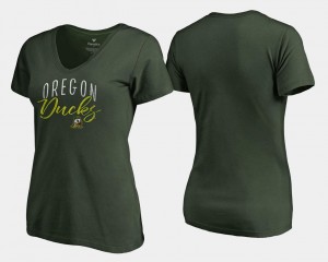 Oregon Ducks T-Shirt Women Green Graceful V-Neck